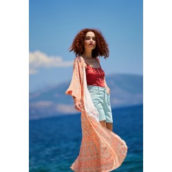 Μακρύ καφτάνι-κιμονό KOKKOSAMMOU Crete από 100% βισκόζη