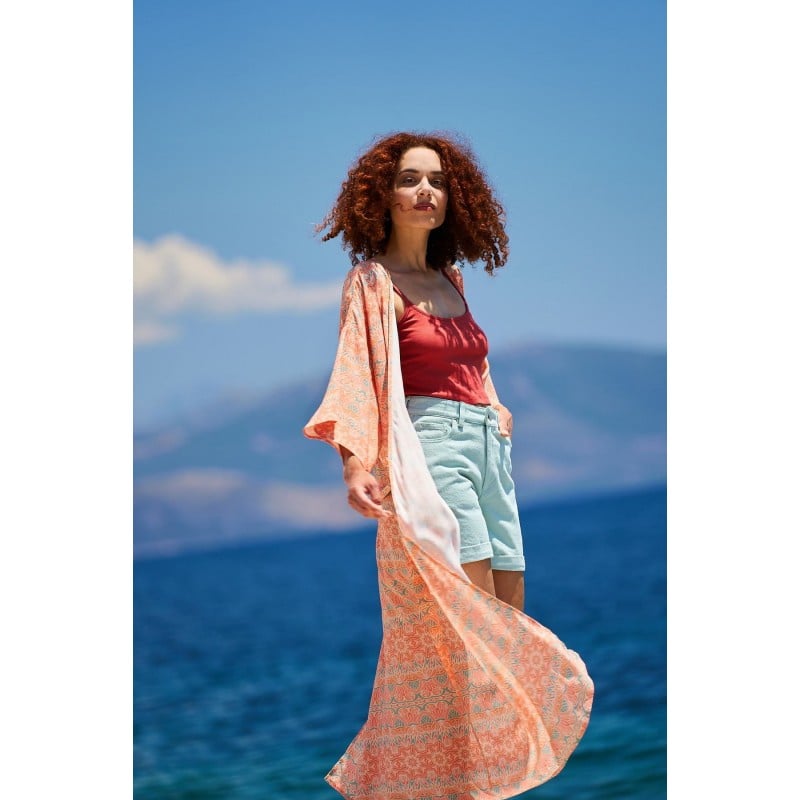Μακρύ καφτάνι-κιμονό KOKKOSAMMOU Crete Μακρύ καφτάνι-κιμονό KOKKOSAMMOU Crete από 100% βισκόζη