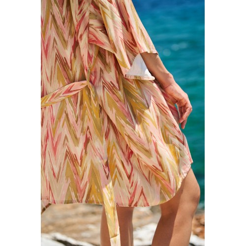 Κοντό κιμονό KOKKOSAMMOU Antiparos  Κοντό καφτάνι-κιμονό KOKKOSAMMOU Antiparos από 100% βισκόζη