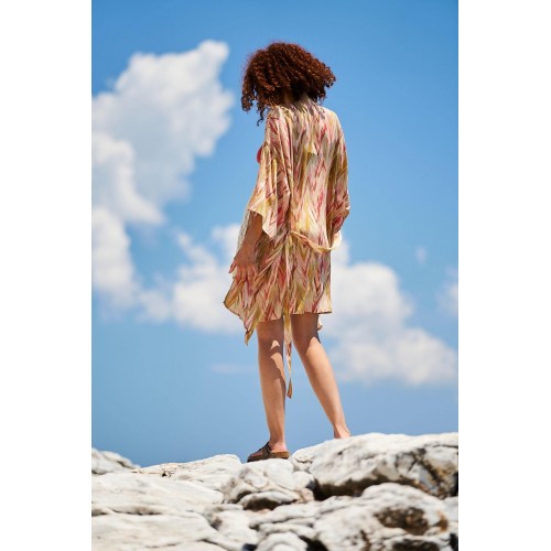 Κοντό κιμονό KOKKOSAMMOU Antiparos  Κοντό καφτάνι-κιμονό KOKKOSAMMOU Antiparos από 100% βισκόζη