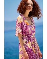 Μακρύ καφτάνι-φόρεμα KOKKOSAMMOU Peach Fuzz in Purple Μακρύ καφτάνι-φόρεμα KOKKOSAMMOU Peach Fuzz in Purple από 100% βισκόζη
