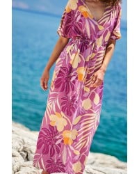 Μακρύ καφτάνι-φόρεμα KOKKOSAMMOU Peach Fuzz in Purple Μακρύ καφτάνι-φόρεμα KOKKOSAMMOU Peach Fuzz in Purple από 100% βισκόζη