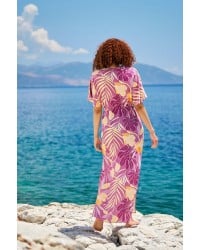 Μακρύ καφτάνι-φόρεμα KOKKOSAMMOU Peach Fuzz in Purple Μακρύ καφτάνι-φόρεμα KOKKOSAMMOU Peach Fuzz in Purple από 100% βισκόζη