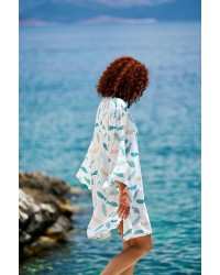 Κοντό καφτάνι KOKKOSAMMOU Little fish Κοντό καφτάνι Boho KOKKOSAMMOU Little fish από 100% βισκόζη