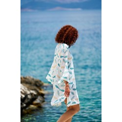 Κοντό καφτάνι Boho KOKKOSAMMOU Little fish από 100% βισκόζη