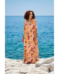 Μακρύ καφτάνι KOKKOSAMMOU Naxos Μακρύ καφτάνι KOKKOSAMMOU Naxos από 100% βισκόζη
