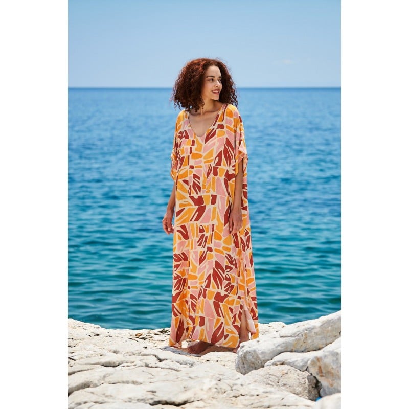 Μακρύ καφτάνι KOKKOSAMMOU Naxos Μακρύ καφτάνι KOKKOSAMMOU Naxos από 100% βισκόζη