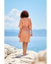 Κοντό καφτάνι Crete με δέσιμο KOKKOSAMMOU Κοντό καφτάνι Crete με δέσιμο KOKKOSAMMOU από 100% βισκόζη