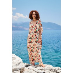 Μακρύ καφτάνι KOKKOSAMMOU Mexico από 100% βισκόζη