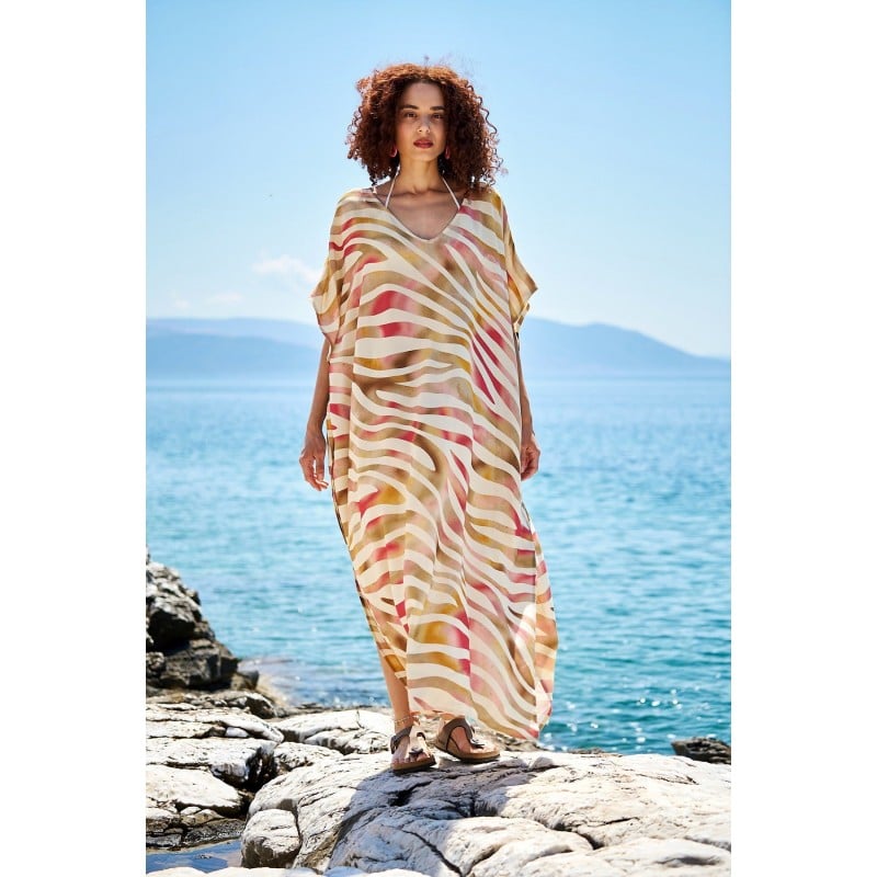Μακρύ καφτάνι KOKKOSAMMOU Paros Μακρύ καφτάνι KOKKOSAMMOU Paros από 100% βισκόζη