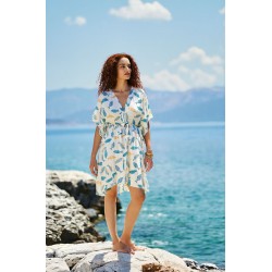 Κοντό καφτάνι Boho KOKKOSAMMOU Little fish από 100% βισκόζη