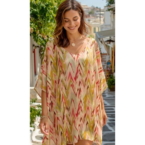 Κοντό καφτάνι Antiparos KOKKOSAMMOU  Κοντό καφτάνι Antiparos KOKKOSAMMOU από 100% βισκόζη