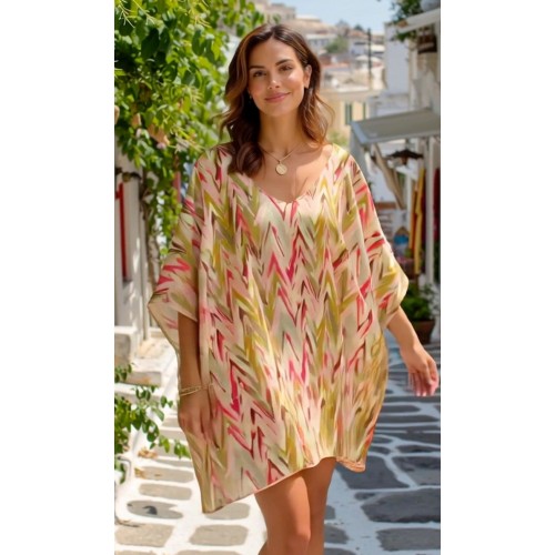 Κοντό καφτάνι Antiparos KOKKOSAMMOU  Κοντό καφτάνι Antiparos KOKKOSAMMOU από 100% βισκόζη