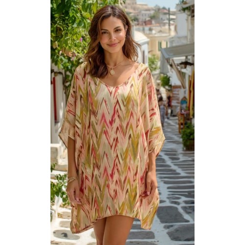 Κοντό καφτάνι Antiparos KOKKOSAMMOU  Κοντό καφτάνι Antiparos KOKKOSAMMOU από 100% βισκόζη