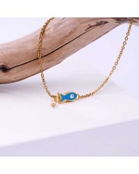 Anklet made of stainless steel chain with 24K gold-plating and enamel Anklet made of stainless steel chain with 24K gold-plating and enamel