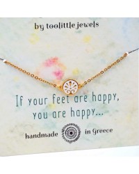 Anklet made of stainless steel chain with 24K gold-plated parts and enamel 