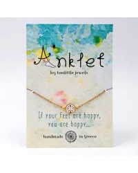 Anklet made of stainless steel chain with 24K gold-plated parts and enamel 