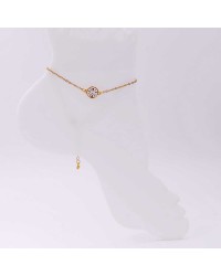 Anklet made of stainless steel chain with 24K gold-plated parts and enamel 