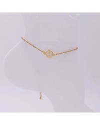 Anklet made of stainless steel chain with 24K gold-plated parts and enamel 