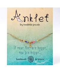 Anklet made of stainless steel chain with 24K gold-plated parts and enamel 