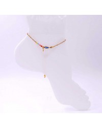 Anklet made of stainless steel chain with 24K gold-plated parts and enamel 