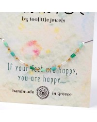 Anklet made of stainless steel chain with 24K gold-plated parts and semiprecious stones
