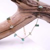 Anklet made of stainless steel chain with 24K gold-plated parts and semiprecious stones