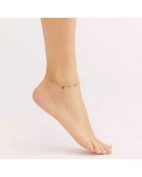 Anklet made of stainless steel chain with 24K gold-plated parts and semiprecious stones Anklet made of stainless steel chain with 24K gold-plated parts and semiprecious stones