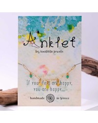 Anklet made of stainless steel chain with 24K gold-plated parts and enamel 