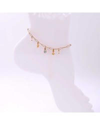 Anklet made of stainless steel chain with 24K gold-plated parts and enamel 