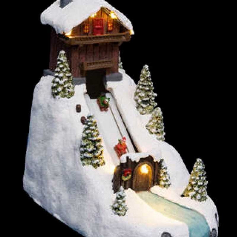 Christmas village toboggan run with led lights