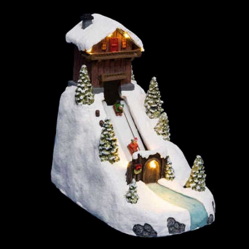 Christmas village toboggan run with led lights