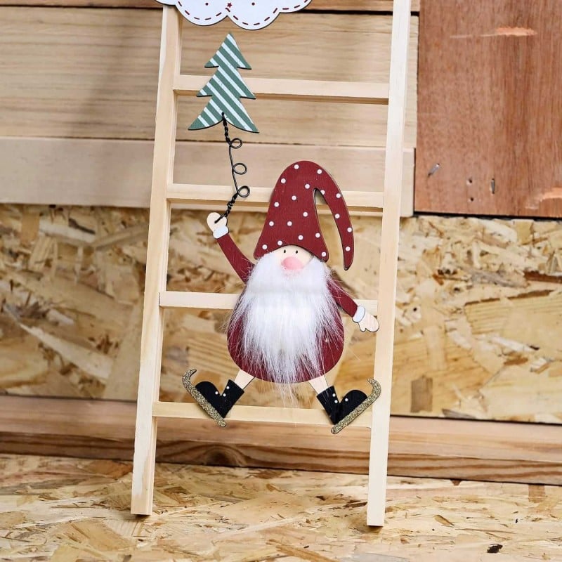 Christmas wooden decorative ladder with Santa