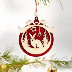 Χριστουγεννιάτικο διακοσμητικό στολίδι ξύλινη μπάλα για το δέντρο