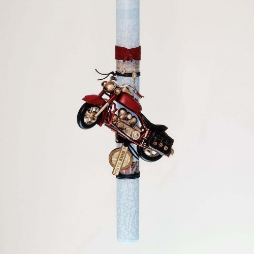 Easter candle for boys with motorcycle with realistic details