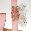 Set of Easter candle and cosmetic bag for ballerinas with ribbons, tulle and glitter