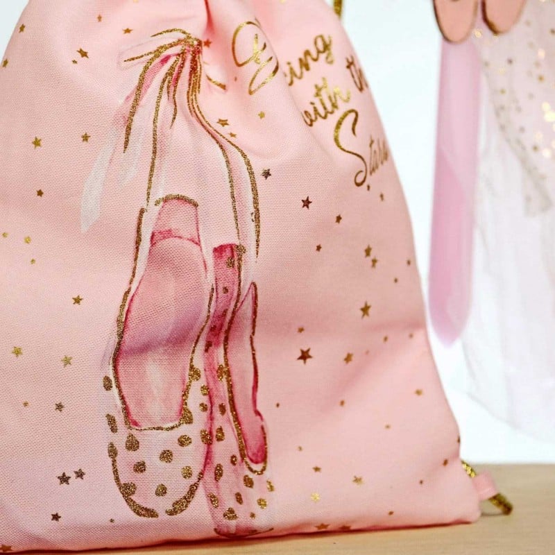 Σετ κοριτσίστικη λαμπάδα και σακίδιο με πουέντ διακοσμημένα με κορδέλες, τούλι και γκλίτερ