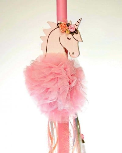 Λαμπάδα με ξύλινο μονόκερο