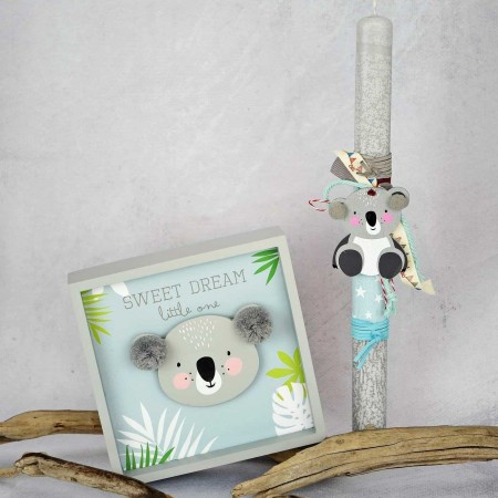 Σετ λαμπάδα με κοάλα και φωτιζόμενο καδράκι