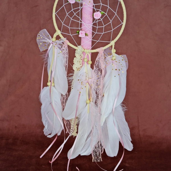 Easter candle for girls with romantic dream-catcher