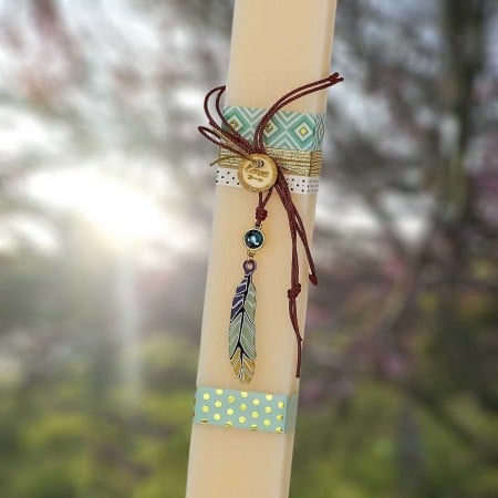 Easter candle for women with necklace Feather