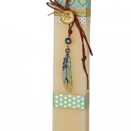 Easter candle for women with necklace Feather