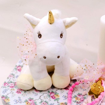 Set of Easter candle with suitcase and unicorn