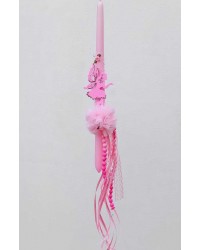 Easter candle with wooden fairy and romantic ribbons Easter candle with wooden fairy and romantic ribbons
