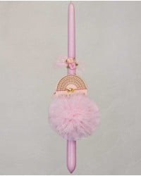 Unicorn Bracelet Easter Candle Easter candle for girls with macrame bracelet, tulle and wooden card