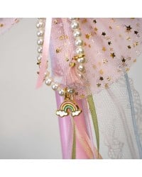 Λαμπάδα Rainbow Pearl Bracelet Κοριτσίστικη λαμπάδα με βραχιόλι από πέρλες, τούλι και κορδέλες