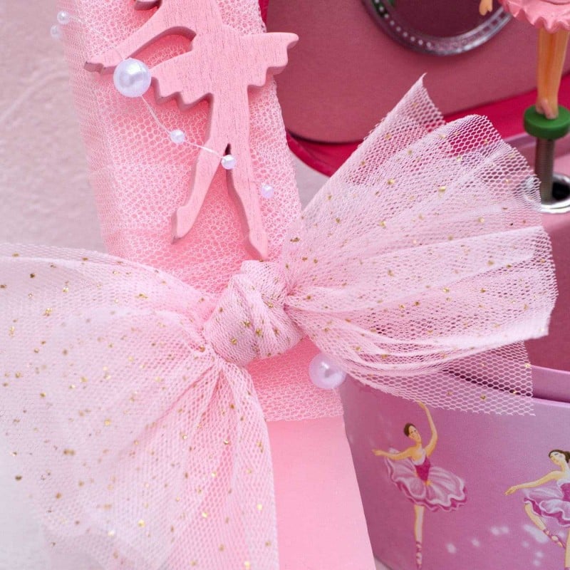 Χειροποίητη λαμπάδα με ξύλινη μπαλαρίνα και μουσική μπιζουτιέρα