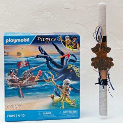 Χειροποίητη λαμπάδα για αγόρια με πειρατές Playmobil