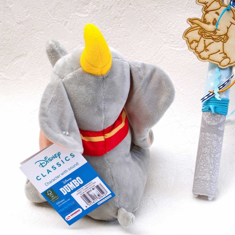 Σετ λαμπάδα με λούτρινο Ντάμπο το ελαφαντάκι Σετ λαμπάδα για αγόρια με ξύλινο ελαφαντάκι, κορδέλες και λούτρινο Ντάμπο