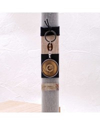 Vinyl Discs keychain Easter candle with wood effect Handmade scented Easter candle for men with Vinyl Discs key-ring and wooden parts